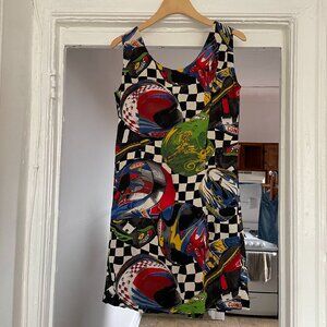 Vintage Race Car Print Tank Top Dress